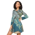 thumbnail image 3 of FORMRS Womens Long Sleeve Nightgowns Crew Neck Sleep Shirt Soft Pajamas Sizes S-3XL, Yellow Tree, 3 of 8