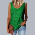 thumbnail image 2 of JGGSPWM Women's Sequin Tank Tops Spring Summer Sparkly Sleeveless Party Glitter Scoop Neck Tops Green XL, 2 of 6