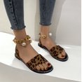 thumbnail image 1 of Pearl Clasp Open Toe Flat Roman Sandals Shoes for Women Girls, 1 of 1
