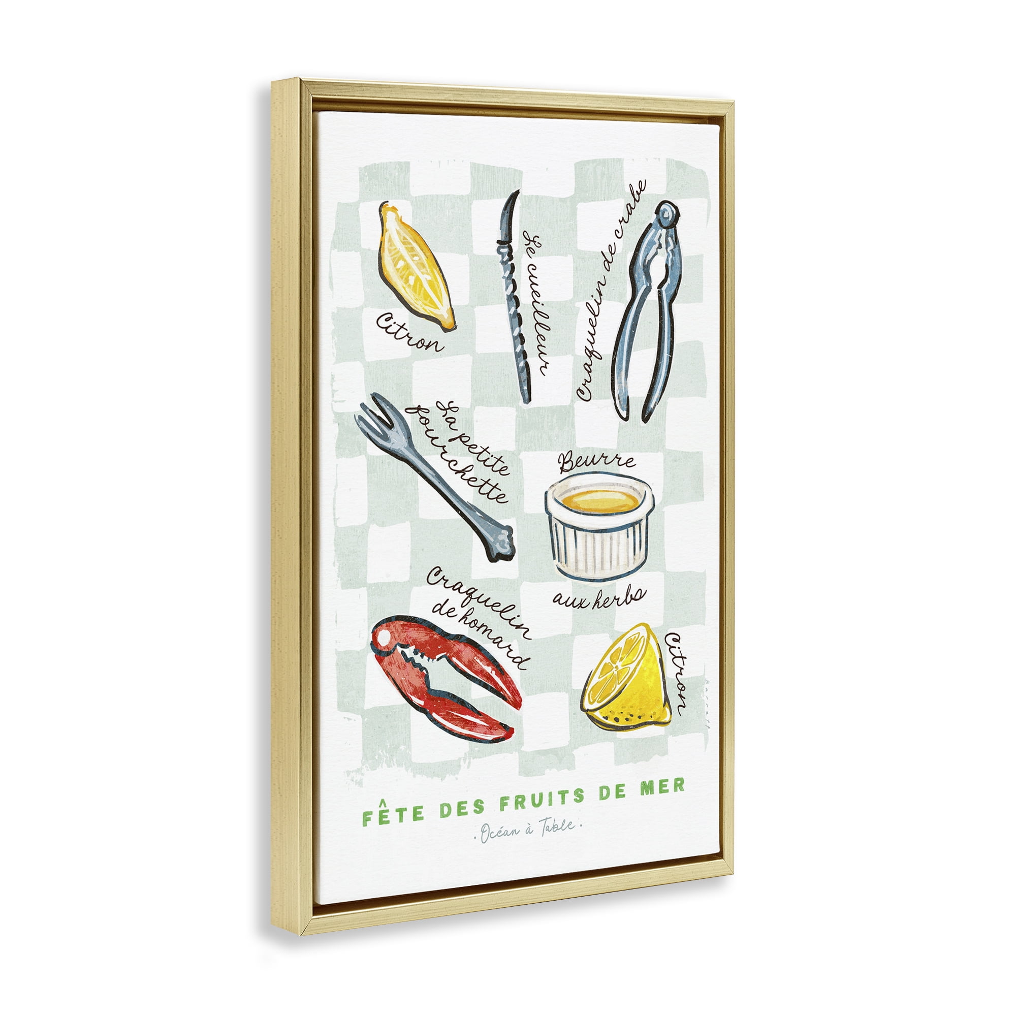 Stupell Industries Modern French Bistro Gold Framed Floater Canvas Wall Art, design by Chad Barrett