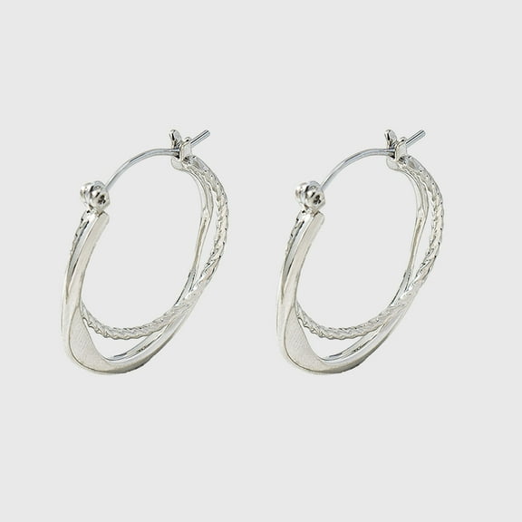 Women's Double - Layered Hoop Earrings - Silver