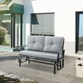 thumbnail image 2 of Outsunny 2-Person Outdoor Glider Chair, Patio Double Rocking Loveseat with Steel Frame and Cushions for Backyard, Garden and Porch, Grey, 2 of 9