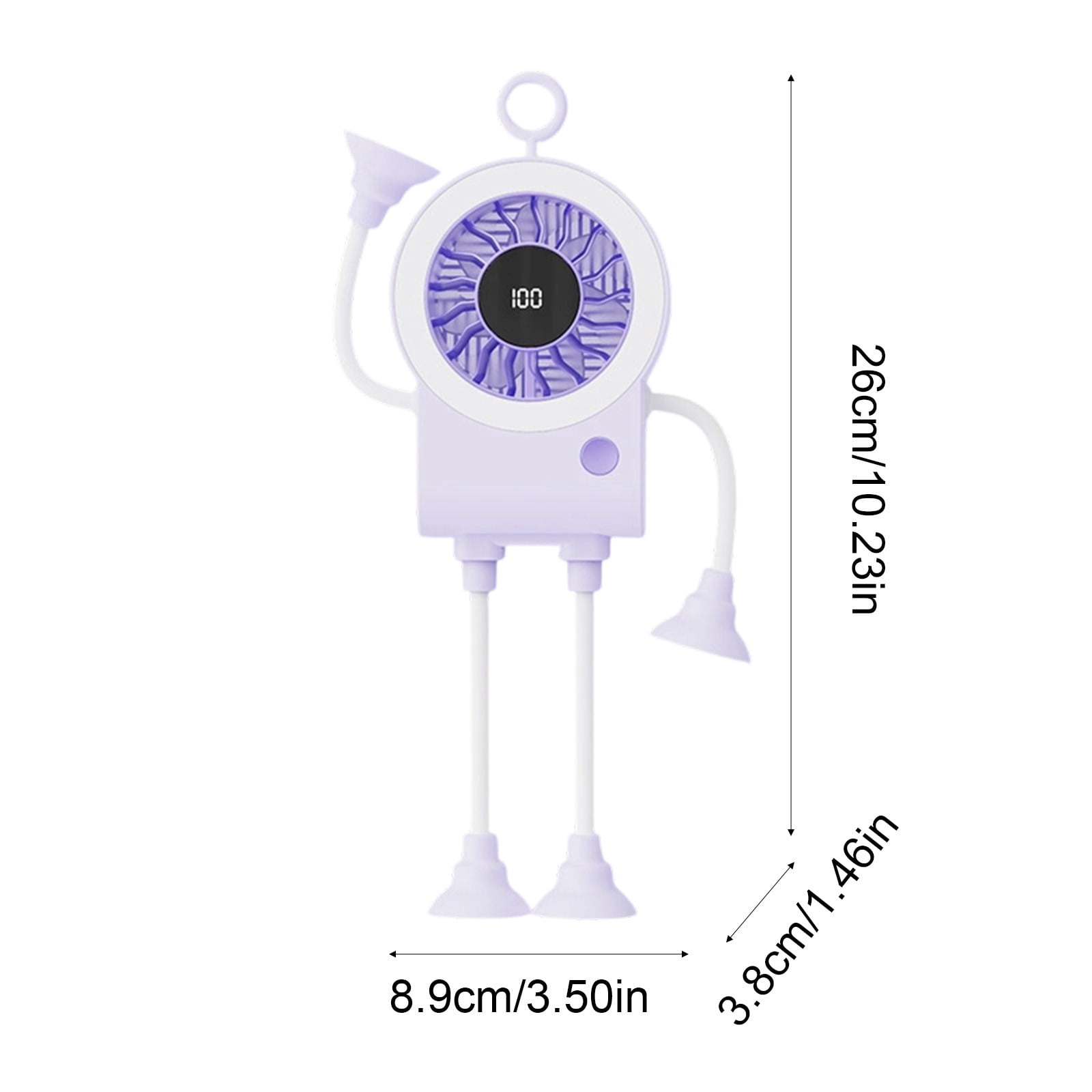 Lunxisen 3 Pcs USB Rechargeable Suction Cup Fan Portable Mini Fan Digital Speed Display Adjustable Quiet Cooling for Kitchen Office Bathroom Desktop