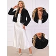 thumbnail image 2 of DARING DIVA Women's Dressy Faux Fur Cropped Snap Button Fluffy Jacket XL Black, 2 of 6
