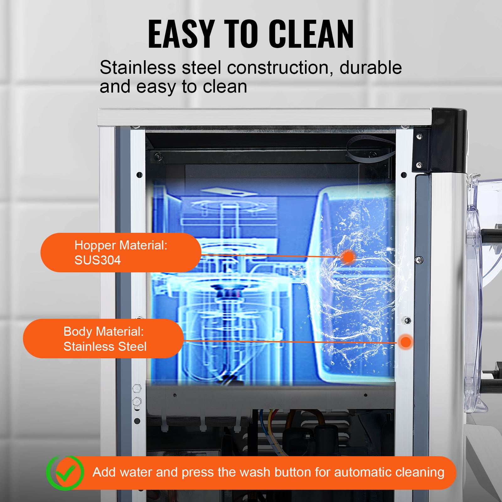 KFFKFF Commercial Ice Cream Machine, 12 L/H Output, 1713W Single Flavor Countertop Hard Serve Ice Cream Maker, 4.5L Stainless Steel Cylinder, LED Panel with Auto Cleaning and Pre-cooling Features