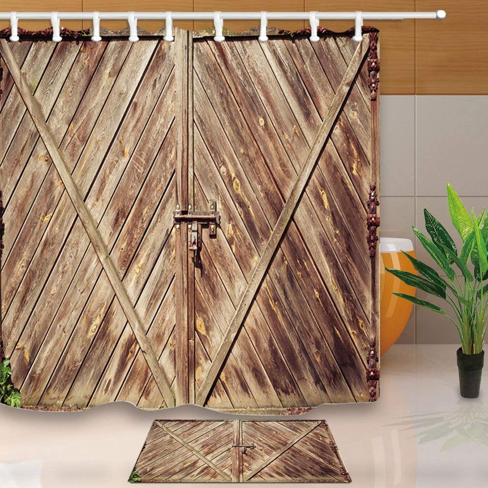 ARTJIA Western Decor Vintage Rustic Wooden Door With Metal Handle 
