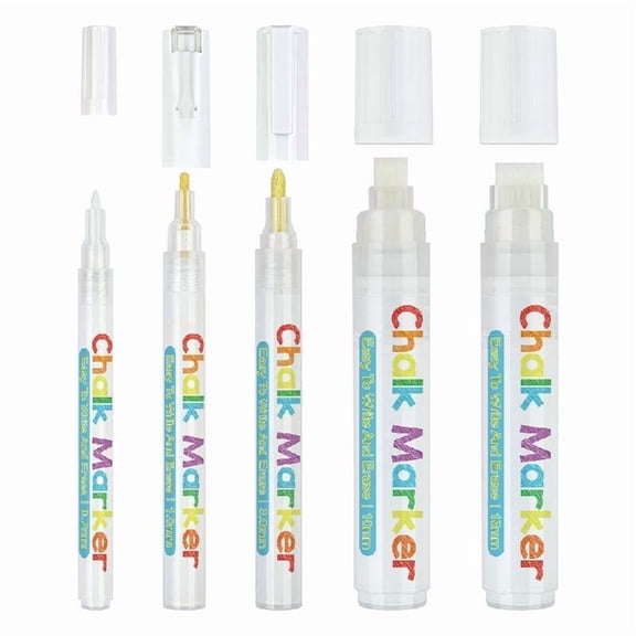 5 Pcs White Liquid Chalk Markers Erasable Chalk Marker Pen Easy to Use Chalkboard Markers for Chalkboards Signs Glass