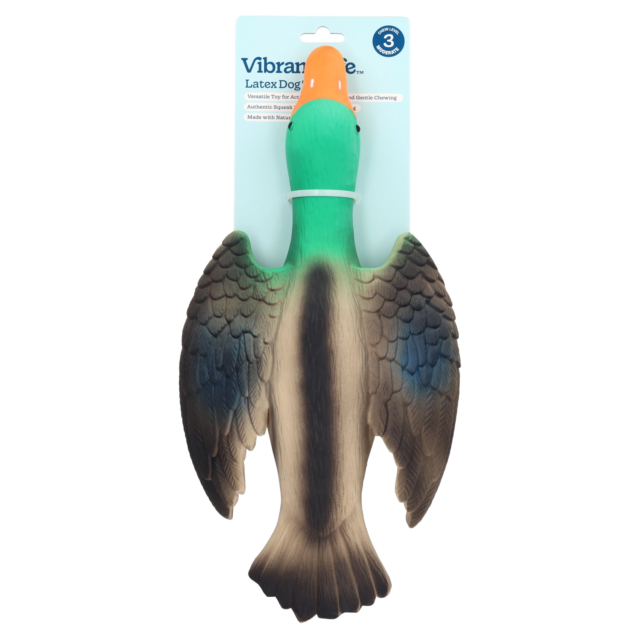 (2 pack) Vibrant Life Multicolor Duck Latex Dog Toy with Squeaker, Chew Level 3