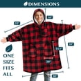 thumbnail image 5 of PAVILIA Wearable Blanket Sweatshirt for Kids Boy Girl, Warm Cozy Giant Hoodie with Two Pockets and Long Sleeves, Fleece Sherpa Oversized Hooded Blanket Pullover Gift for Teens Youths, Checker Red, 5 of 7