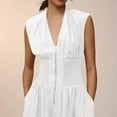 thumbnail image 5 of Dressy Jumpsuits for Women New Formal Jumpsuits for Women Dressy Wide Leg Pants Rompers Half Zip Smocked Waist Casual Sleeveless Overalls White M, 5 of 8