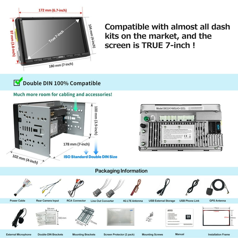 ATOTO S8MS 7inch Touchscreen Car Stereo with Navigation, Bluetooth