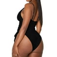 thumbnail image 2 of 2023 Drawstring Swimwear Women One Piece Swimsuit Solid Plus Bathers Bathing Swim Suit Padded Beachwear Swimming Bodysuit XXL, 2 of 6