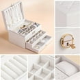 thumbnail image 4 of Jewelry Box, Jewelry Boxes for Women & Men,Jewelry Organizer Box Ideal Gift, 3 Layer Large Jewelry Organizer Storage Case with Lock, Travel Jewelry Box for Necklace Bracelets Earrings Rings, White, 4 of 8