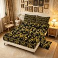 thumbnail image 2 of Erosebridal Gold Aztec Bat King Sheets, Geometric Damask Bedding, Black Gold, Black Reversible, 4-Piece, 1 Flat Sheet, 1 Fitted Sheet and 2 Pillowcases, 2 of 6