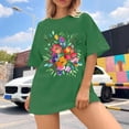 thumbnail image 4 of Graphic Tees for Women T-Shirts Women's Oversized Top Loose Short Sleeve T Shirt Style for Everyday Comfort and Casual Green 3XL, 4 of 5