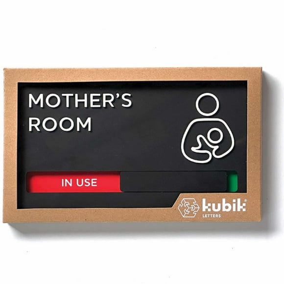 Kubik Letters Premium Mothers Room Sign with Slider for Dual Messages Room Status (AVAILABLE or IN USE)