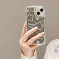thumbnail image 2 of Mirror Case for iPhone 12,Curly Wave Frame Shape iPhone Case,Cute Stars Pattern Makeup Case for Women Girls,Shockproof Protective Cover Case for iPhone 12 6.1 inch, 2 of 7