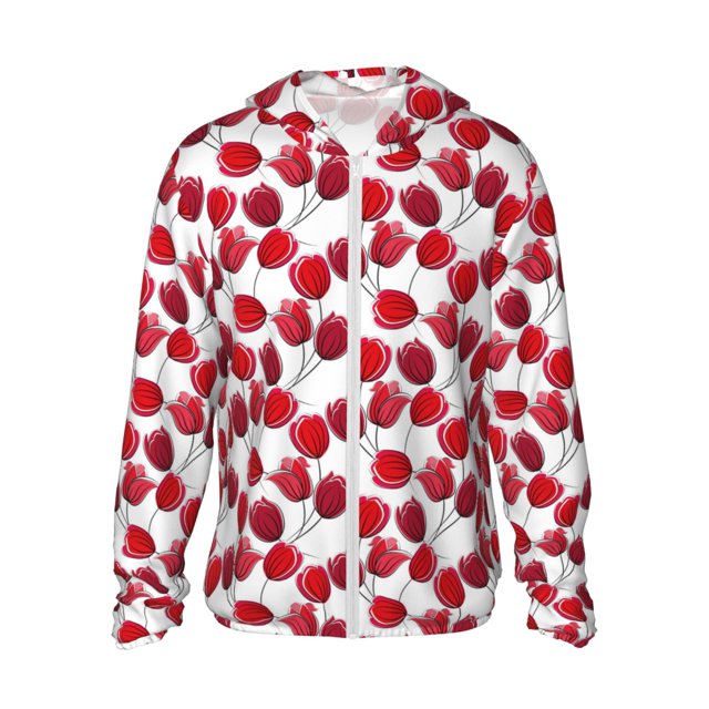 Balery Tulips Flowers Sudadera ligera de manga larga con capucha y protección solar UPF 50+ para hombre y mujer, ideal para pesca y running-XX-Large