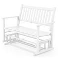 thumbnail image 1 of Costway Patio Glider Loveseat Chair Swing Rocking Bench with Slatted Seat & Curved Backrest White, 1 of 10