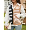 thumbnail image 3 of ATTRACO Women Striped Sweater Vest Buttom Down Crochet Sleeveless Cardigans Versatile Tank Top, 3 of 5