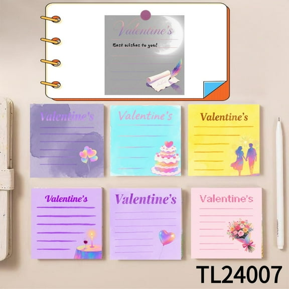 Valentine's Adorned Sticky Notes - Attractive and Loving (3.54×3.54 inches) 100-pack with105 Emoticon Stickers, Quickly Jotting Down Reminders, Super Strong Adhesion, Ideal for Office & School
