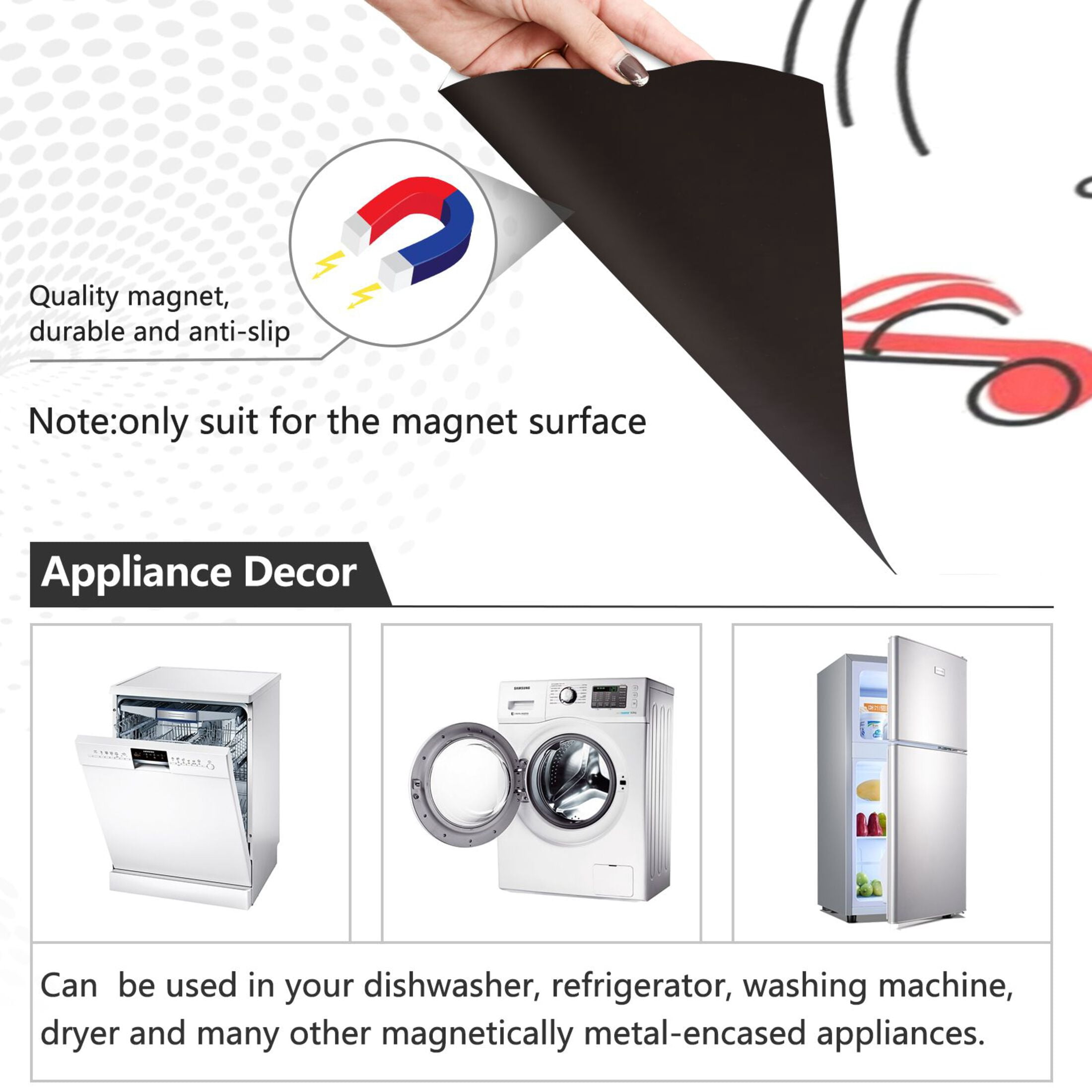 IAUYY Magnetic decorative sticker - 23x26 Inch PVC Refrigerator Decorative Cover, Removable DIY Art for Kitchen Appliances Fun Music