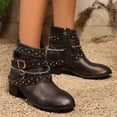 thumbnail image 6 of Mepaouo Vintage Combat Boots for Women Heel Buckles Bohemia Motorcycle Riding Booties(Brown,9), 6 of 9