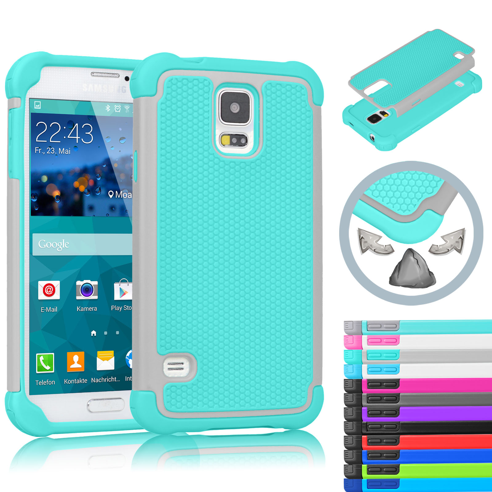 Galaxy S5 Case, Galaxy S5 Sturdy Case, Njjex [Deep Blue] Rugged Rubber