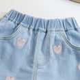 thumbnail image 5 of Pounoo New Shorts for Girls Denim Girls Denim Shorts Lace Love Summer Casual Shorts with Pockets Elastic Waist Shorts Shorts Jeans Kids, 5 of 9