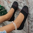 thumbnail image 6 of HTHLVMD Knitted Ballet Flats for Women, Breathable Slip-On Walking Shoes, Women's Breathable Knit Ballet Flats - Rainbow Stripe Detail Slip-On Comfort Shoes With Soft Insole, Black 5.5, 6 of 6