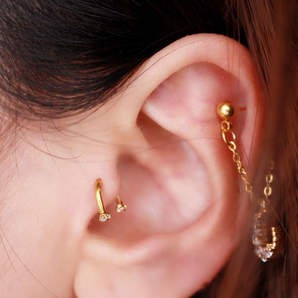 1pair Heart Shape Earrings Bone Ear Stud Titanium Steel Body Piercing Jewelry