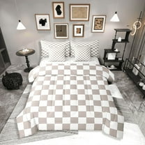 Erosebridal Geometric Buffalo Bed in a Bag Full size,Checkered Grid Bed Set,Plaid Room Decorative,7pcs