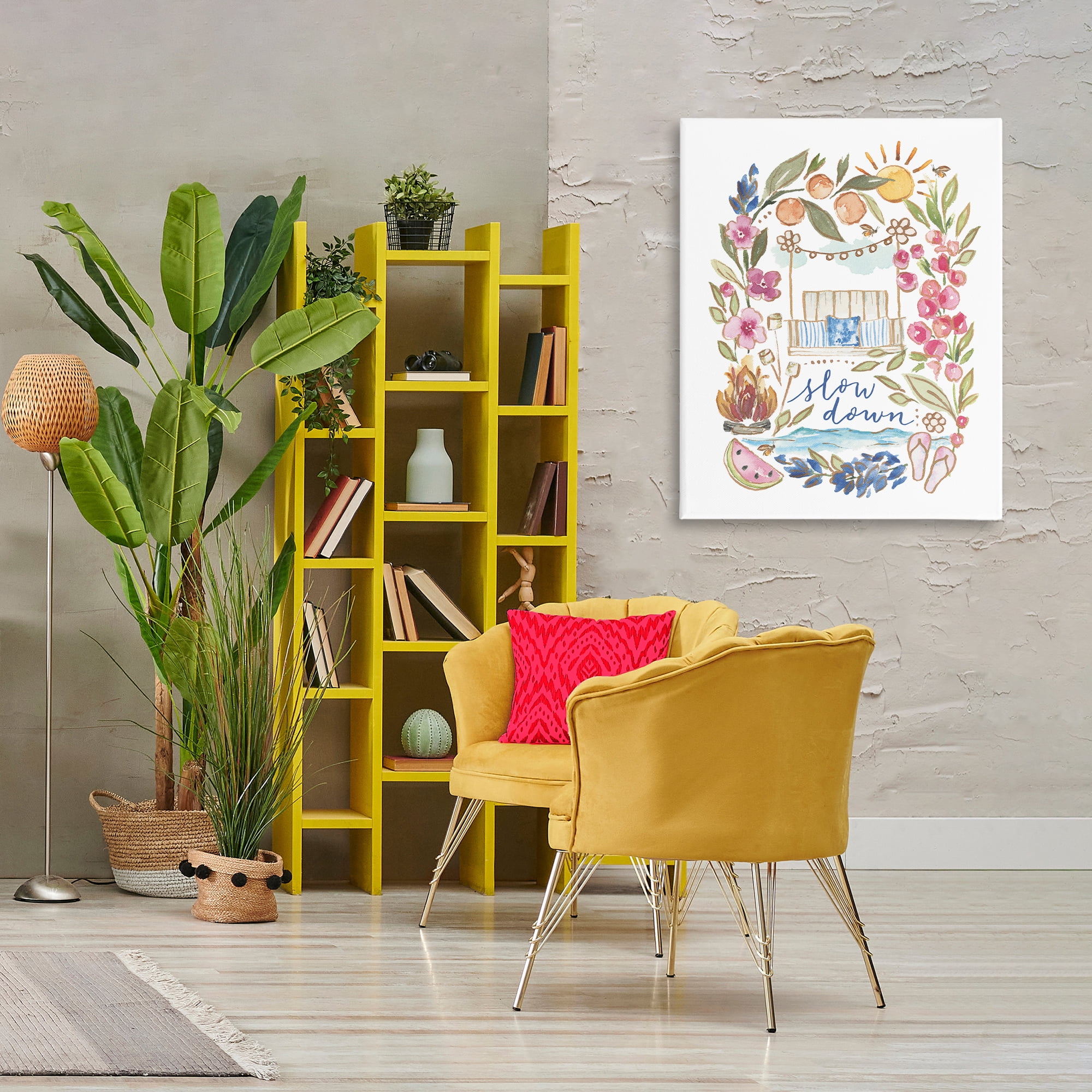 Stupell Industries Slow Down Summer Florals Plants & Flowers Painting Wrapped Canvas Art Print Wall Art, 30 x 40