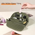 thumbnail image 4 of Lomyolo Travel Makeup Bag for Women, 2Pcs Puffer Cosmetic Bags Large Capacity, Toiletry Bag Waterproof Portable, Wide Open Cosmetic Organizer Pouch with Compartments for Toiletries & Brushes-GREEN, 4 of 7