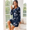 thumbnail image 3 of Ekouaer Soft Night Shirt Long Sleeve Sleepshirt Sleepwear Floral Print Pajama Dress 2 Pack Nightgowns for Women, 3 of 7
