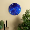 thumbnail image 2 of 12-Inch Glass Wall Clock (Starry Sky Design) – Quiet Non-Ticking, Decorative Round Clock for Living Room, Bedroom, Office (Blue Starry Pattern), 2 of 8