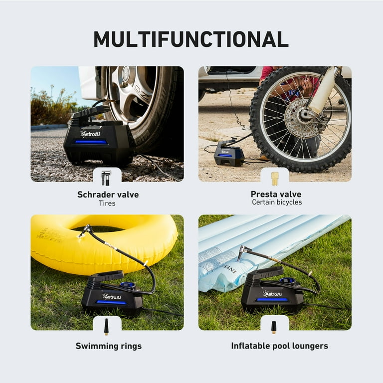 Tire Inflator 12V DC 100psi Portable Air Compressor for Car Bike  Inflatables, Blue 