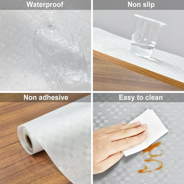 1PCShelf Liners for Kitchen Cabinet, Waterproof Drawer Liner for Bathroom,  Refragerator Mats Sink Liner No Slip Cupboard Mats Non Adhesive EVA Place  Mats Roll - Clear Daisy