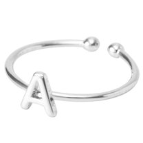 Fiaya Women Adjustable Initial Rings, 1pc Simple Style Literary Temperament Letter Ring, Daily Jewelry for Women Holiday Party Gift (A)