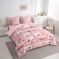 thumbnail image 2 of Catabedysis Floral Camping 7-Piece Twin Bedding For Girls,Vintage Camper Pattern Bedding Comforter Set,Pink White,Pink Reversible, 2 of 7