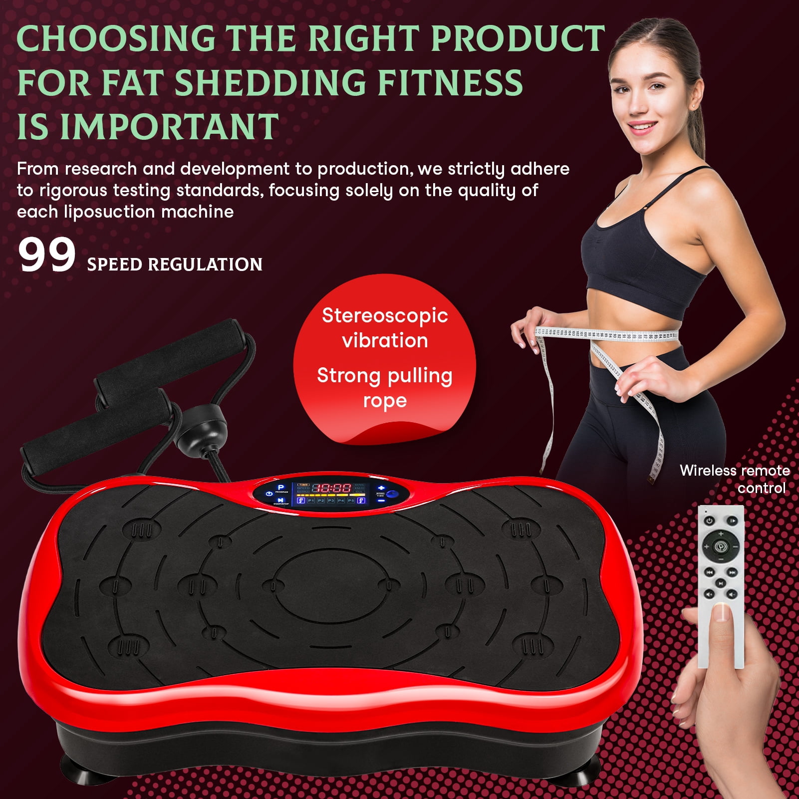 SHUO Y - Vibration Plate Exercise Machine with Resistance Bands, Whole Body Workout Vibration Platform with LED Screen, 300lbs Capacity