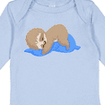 thumbnail image 4 of Inktastic Cute Baby Sloth Sleeping on Blue Pillow Boys or Girls Long Sleeve Baby Bodysuit, 4 of 5