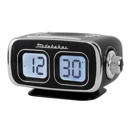 Studebaker - SB3500 Retro Digital AM/FM Dual Alarm Clock Radio with Bluetooth - Black
