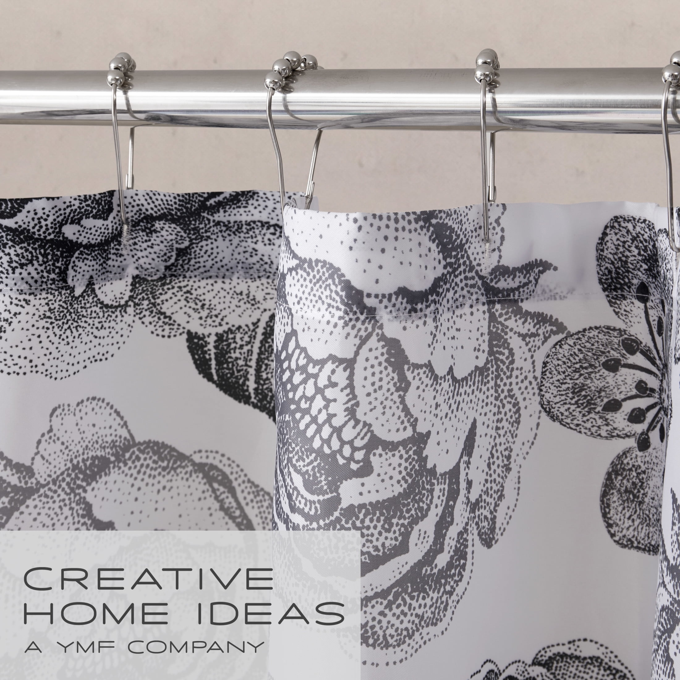CHI Sydney Shower Curtain with Hooks and Rugs Modern Washable 72" W x 72" L 15-Piece Set