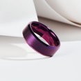 thumbnail image 4 of Simple 8mm Purple Stainless Steel Rings For Men Women Purple Matte Finish Beveled Polished Edge Men Rings Wedding Band Jewelry Style23 9, 4 of 6