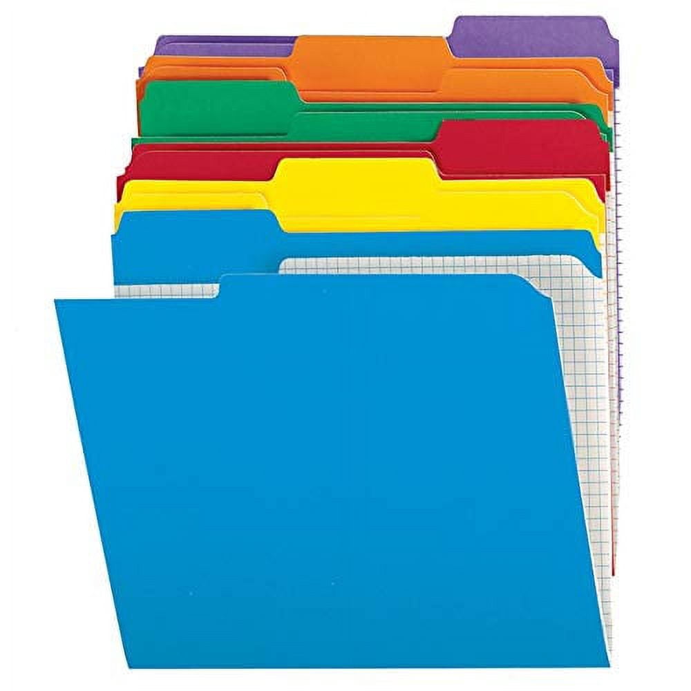 Office Depot Reinforced Tab Color File Folders With Interior Grid, 1/3 Cut, Letter Size, Assorted Colors, Box Of 100, ODR15213AS