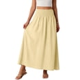 thumbnail image 2 of Tmtolofot Hollow Out Skirts for Women High Waisted Ruched Maxi Skirt Tummy Control Casual Long Skirts Fashion Trendy Outfits Spring Summer Beach Vacation Cover Ups Sun Dress|Yellow|M, 2 of 7
