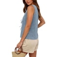 thumbnail image 5 of ZHYou No Boundrie Womens Floral Eyelet Embroidery Tank Tops Tie Front Deep V Neck Sleeveless Boho Kimono Beach Cover Up Cardigan for Women Blue Size L, 5 of 8