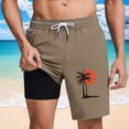 thumbnail image 1 of Ceisia Men's Quick Dry 2-in-1 Board Shorts with Palm Tree Print & Elastic Drawstring Waist Gifts, 1 of 6
