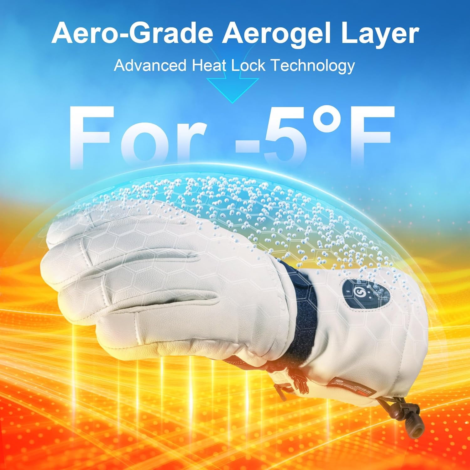 SAVIOR HEAT Heated Gloves for Men Women, EH 8 Pro Electric Leather Ski Gloves for Extreme Cold -5℉, Aero-Grade Aerogel 3M Insulation, 3000mAh Rechargeable Battery Waterproof for Skiers